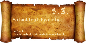 Valentinyi Beatrix névjegykártya
